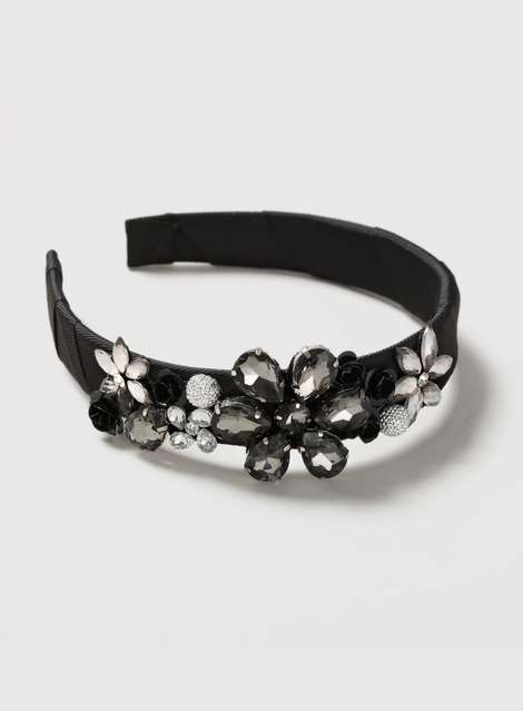 Black Fabric Jewelled Headband